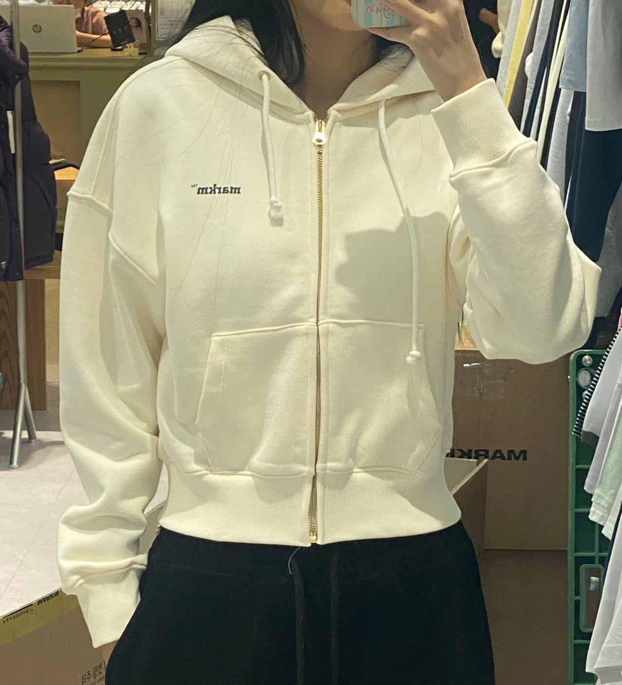 韓國 Markm SMALL LOGO CROP HOOD ZIP UP【MA065】 - STT Mall HK 靚太網購