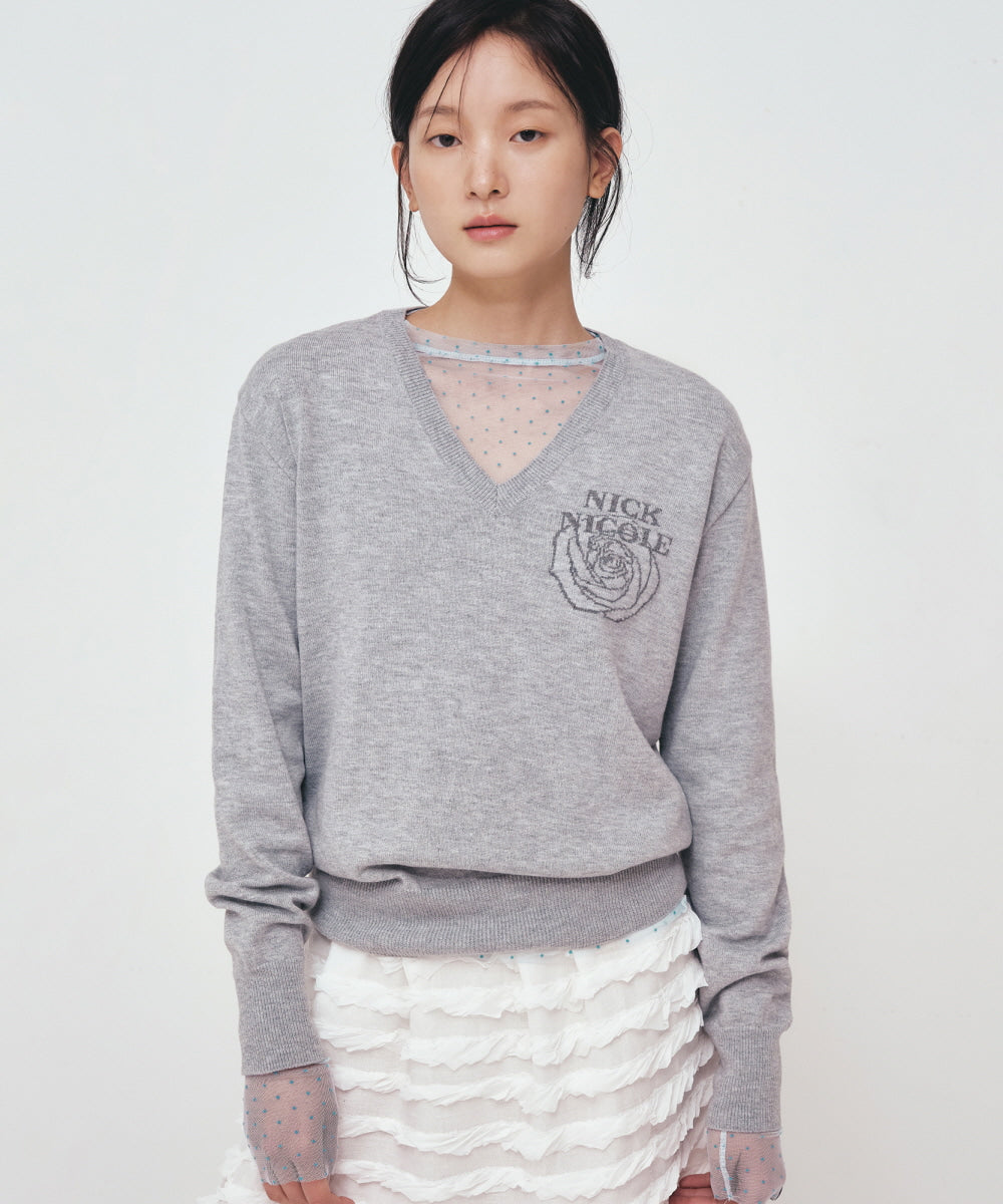 韓國 Nick Nicole Mini Rose Jacquard Knit【NK022】