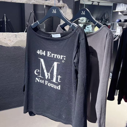 韓國 Mucent 404 Error Crack Logo One Shoulder Long Sleeve T-Shirt【MU130】