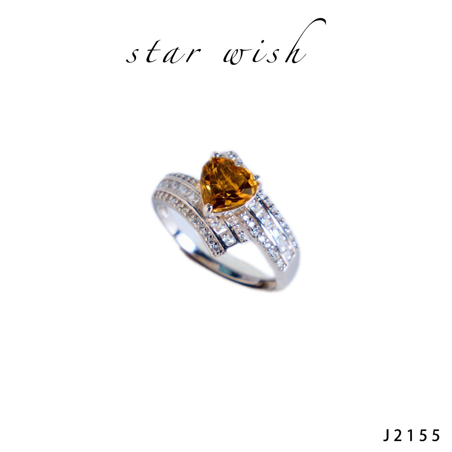 Star Wish S925銀 黃水晶心形戒指 J2155【SS497】