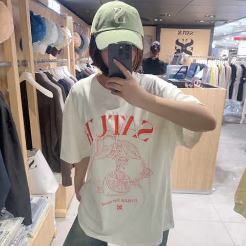韓國 Satur Capri Citron Drawing Summer Graphic T-Shirt【SR007】