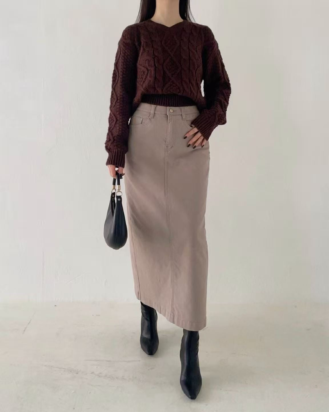 韓國 HowLuk 牛仔裙 刷薄毛  (冬季款)【H268】