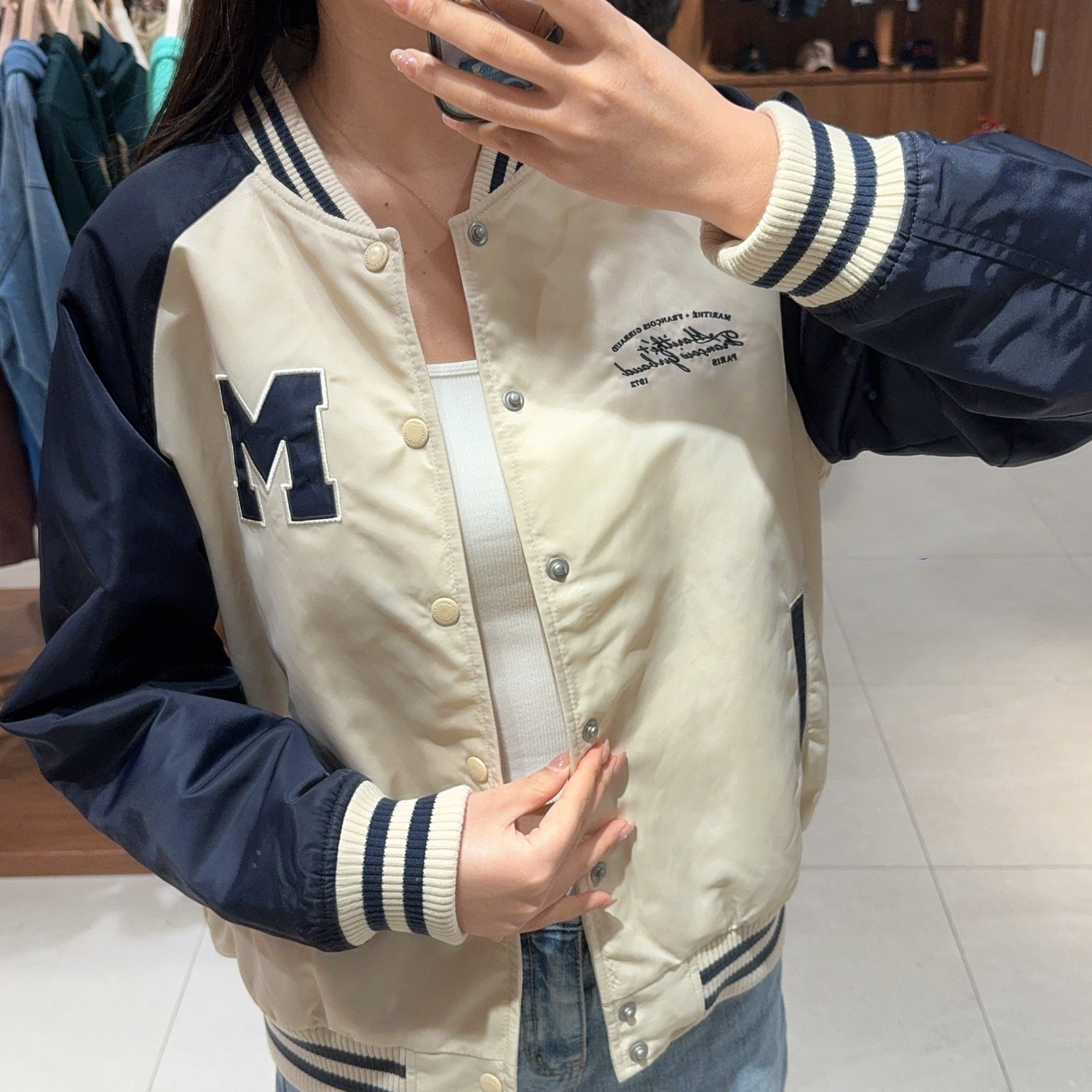 韓國 Marithe Francois Girbaud NYLON COLOR BLOCK BASEBALL JACKET【MF346】