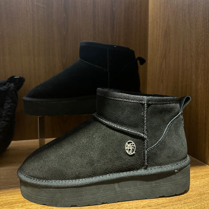 韓國 Marithe Francois Girbaud W CIRCLE LOGO PLATFORM SUEDE SHORT BOOTS【MF360】