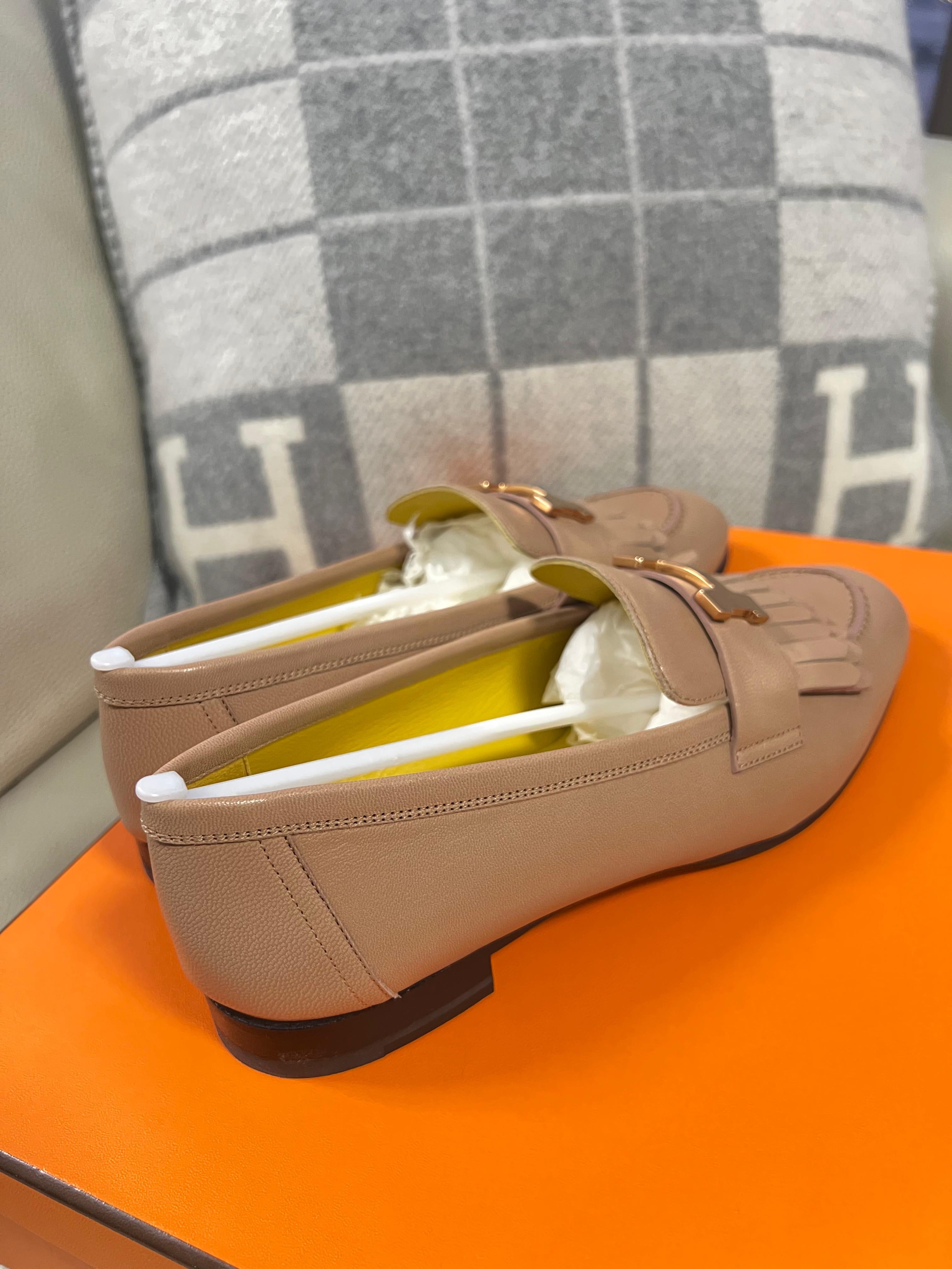【Preloved】Hermes 流蘇款真皮鞋 (尺碼37.5 正碼) 【ST019】