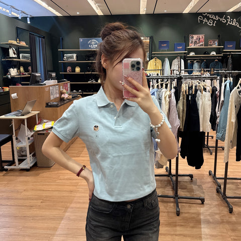 韓國 WhoAU Women's Steve Crop Collar T-Shirt【WA133】