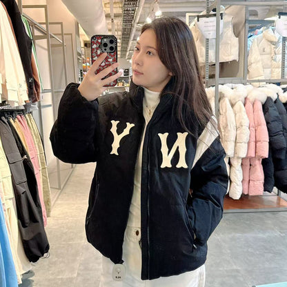 韓國 MLB Varsity Front Panel Curlsive Rib Heavyweight Short Padding NY【MB011】