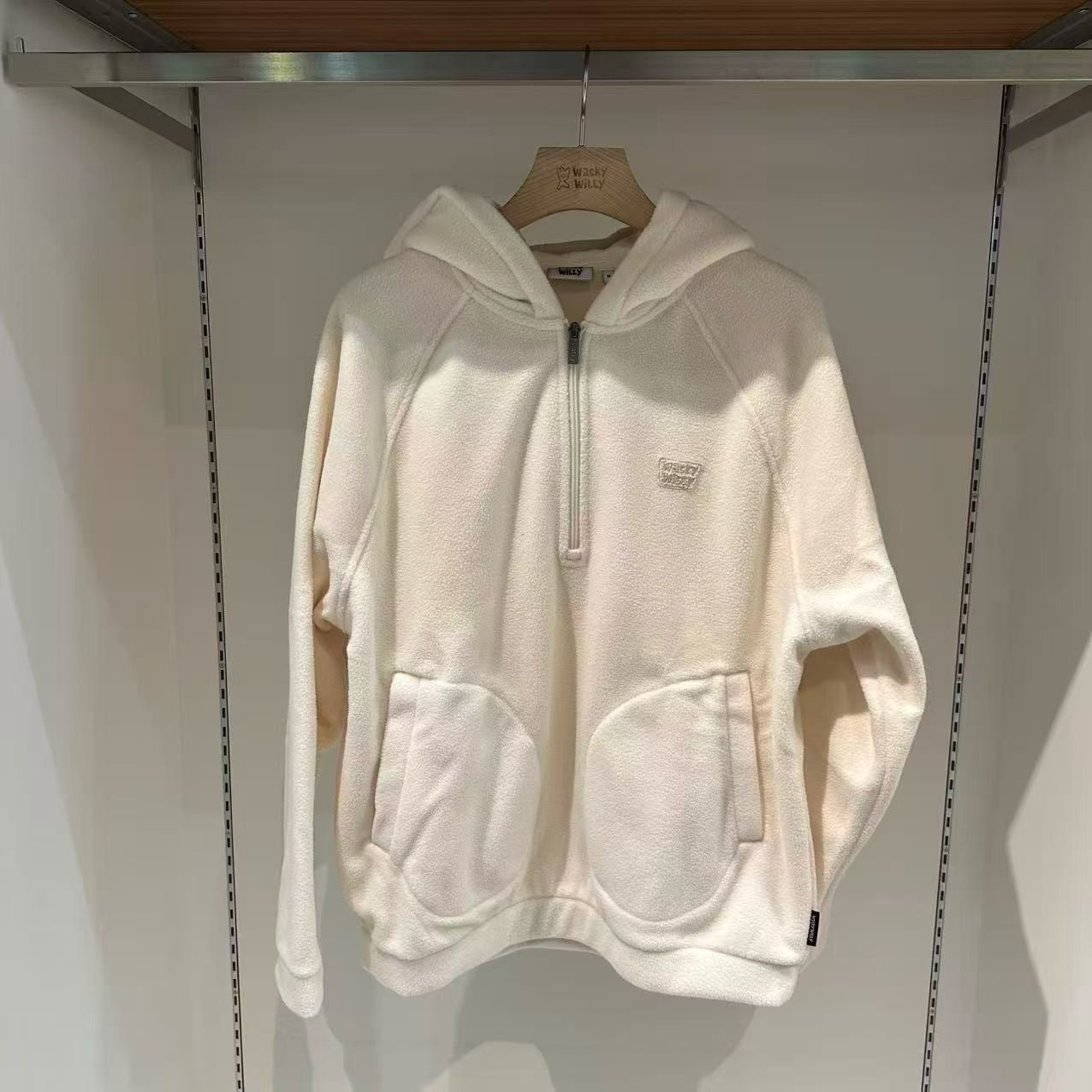 韓國 Wacky Willy Fleece Hooded Half Zip-Up【WW095】