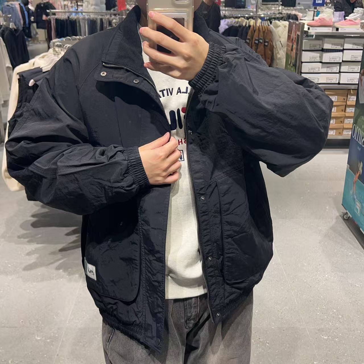 韓國 FILA Cut-Out Color-Block Woven Fleece Double-Sided Reversible Jacket【FA022】