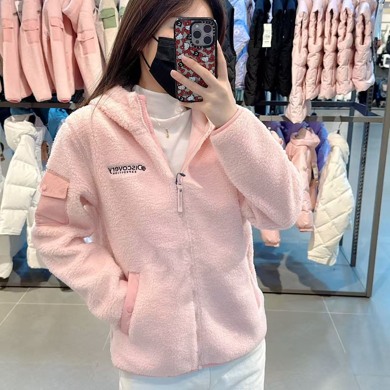 韓國 Discovery Kids Back Graphic Fleece Hooded Jacket【DY162】