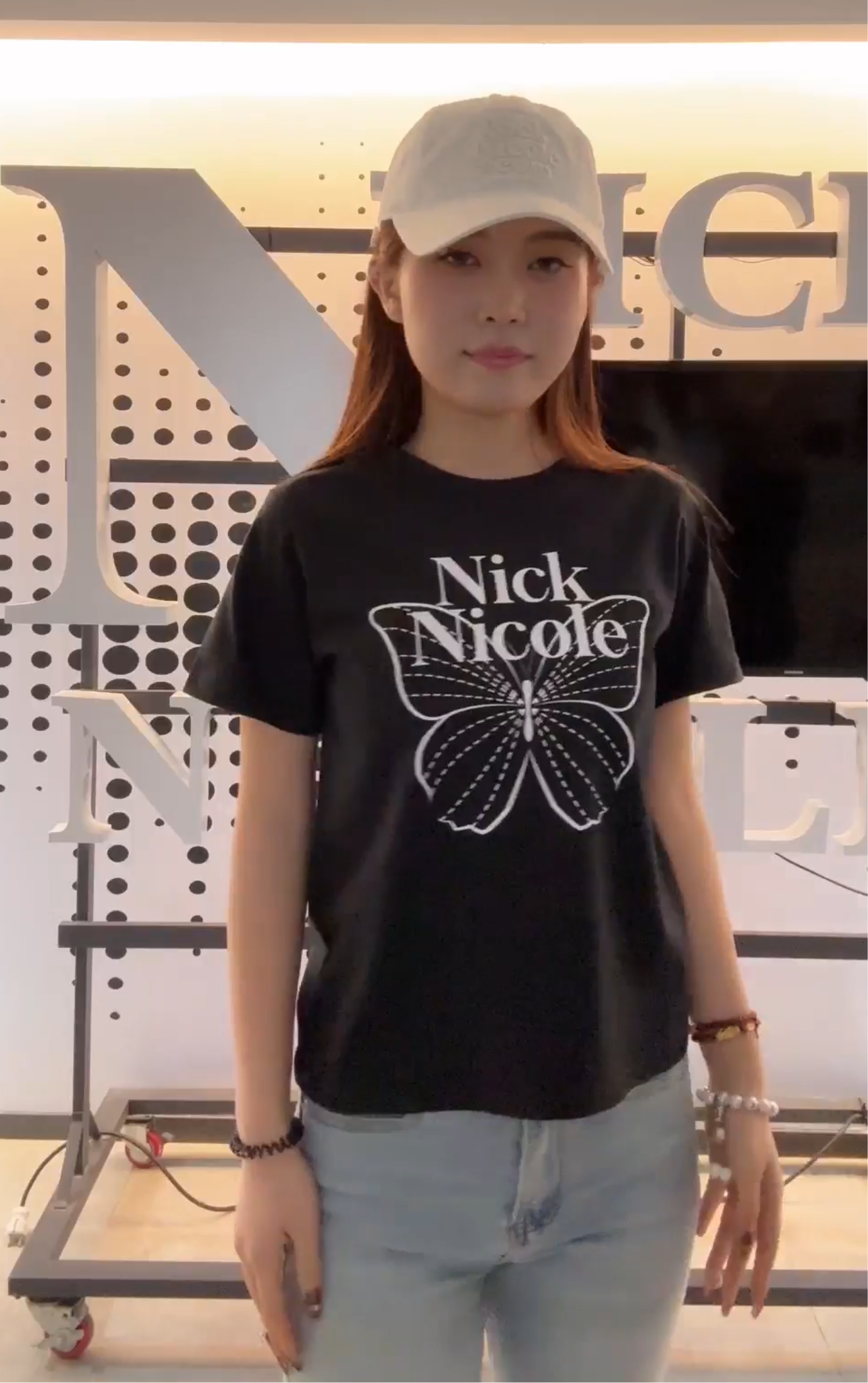 韓國 Nick Nicole BUTTERFLY NICOLE LABEL SLIM TOP (中長款) 【NN140】