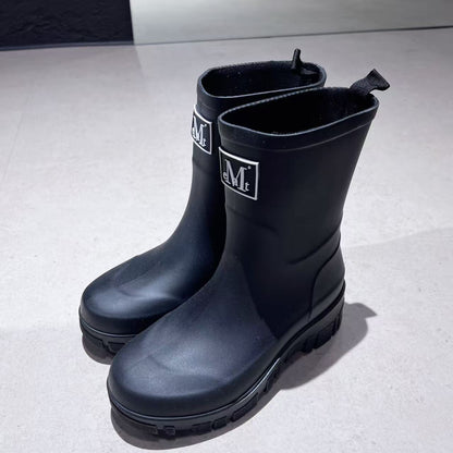 韓國 Mucent Badel Rubber Patch Middle Rain Boots【MU154】