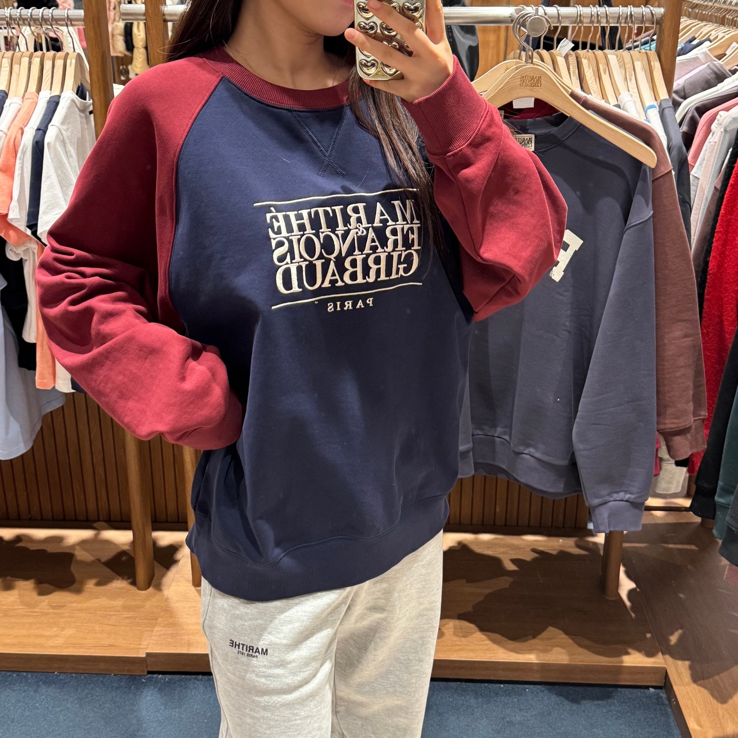 韓國 Marithe Francois Girbaud CLASSIC LOGO COLOR BLOCK RAGLAN SWEATSHIRT【MF117】 - STT Mall HK 靚太網購