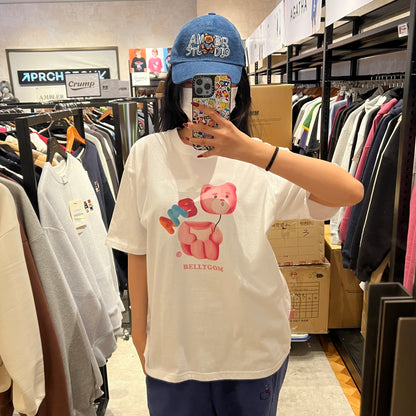 韓國 Ambler x Belly Bear Unisex Belly ballon Overfit Short Sleeve T-shirt【AR014】 - STT Mall HK 靚太網購