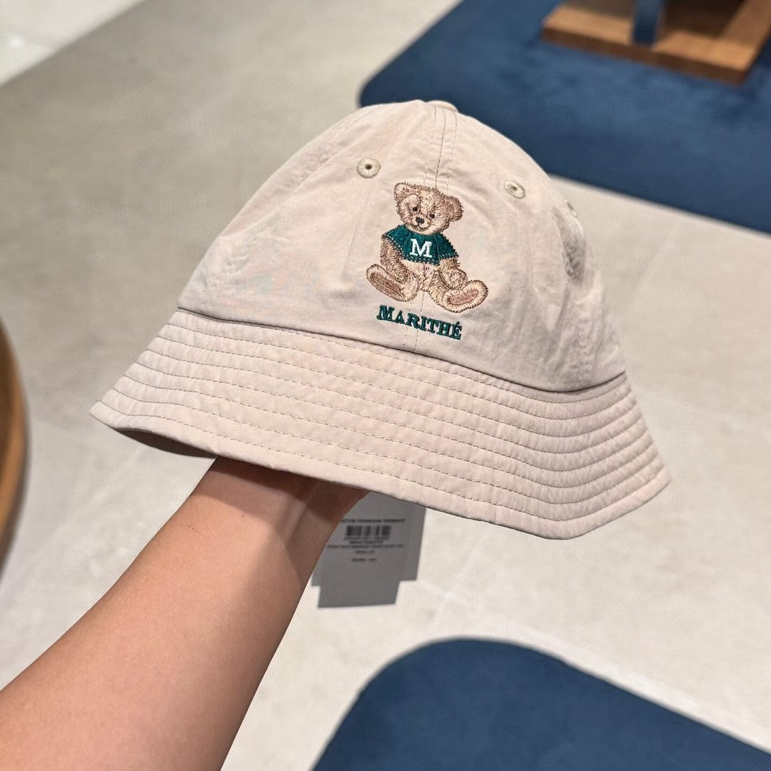 韓國 Marithe Francois Girbaud Enfant Bear Embroidery Round Bucket Hat【MF708】