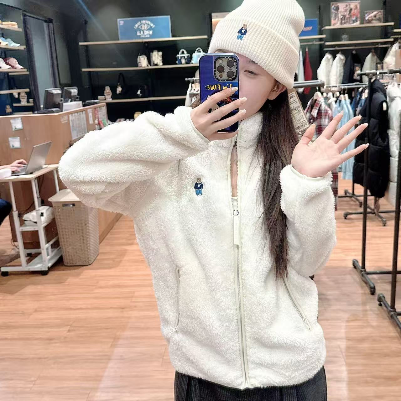 韓國 Who.A.U Steve Fur Fleece Zip-Up【WA245】