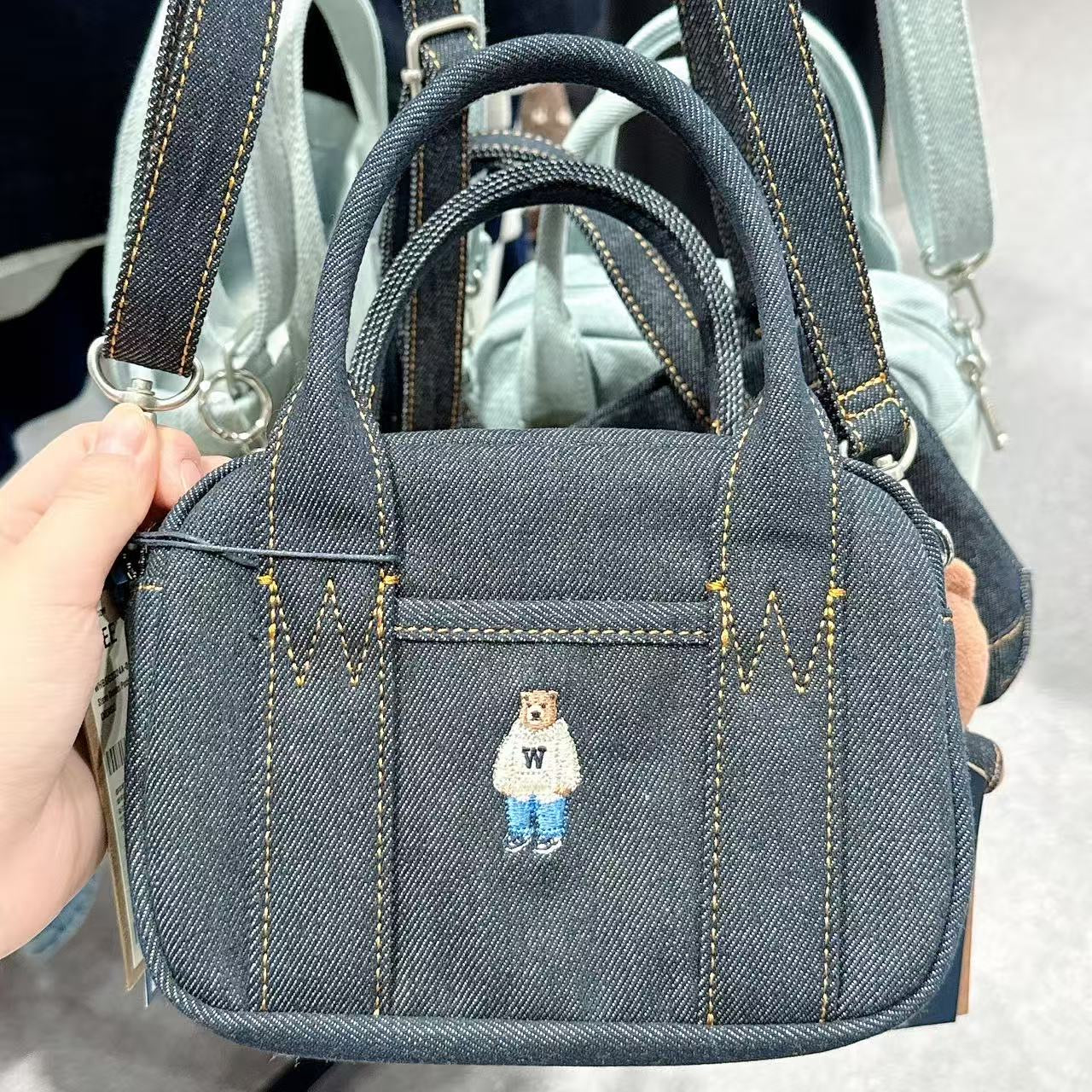 韓國 WhoAU Steve Denim Pocket Cross Bag【WA302】