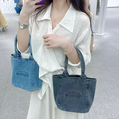 韓國 EMIS Logo Embossed Denim Tote Bag【ES081】