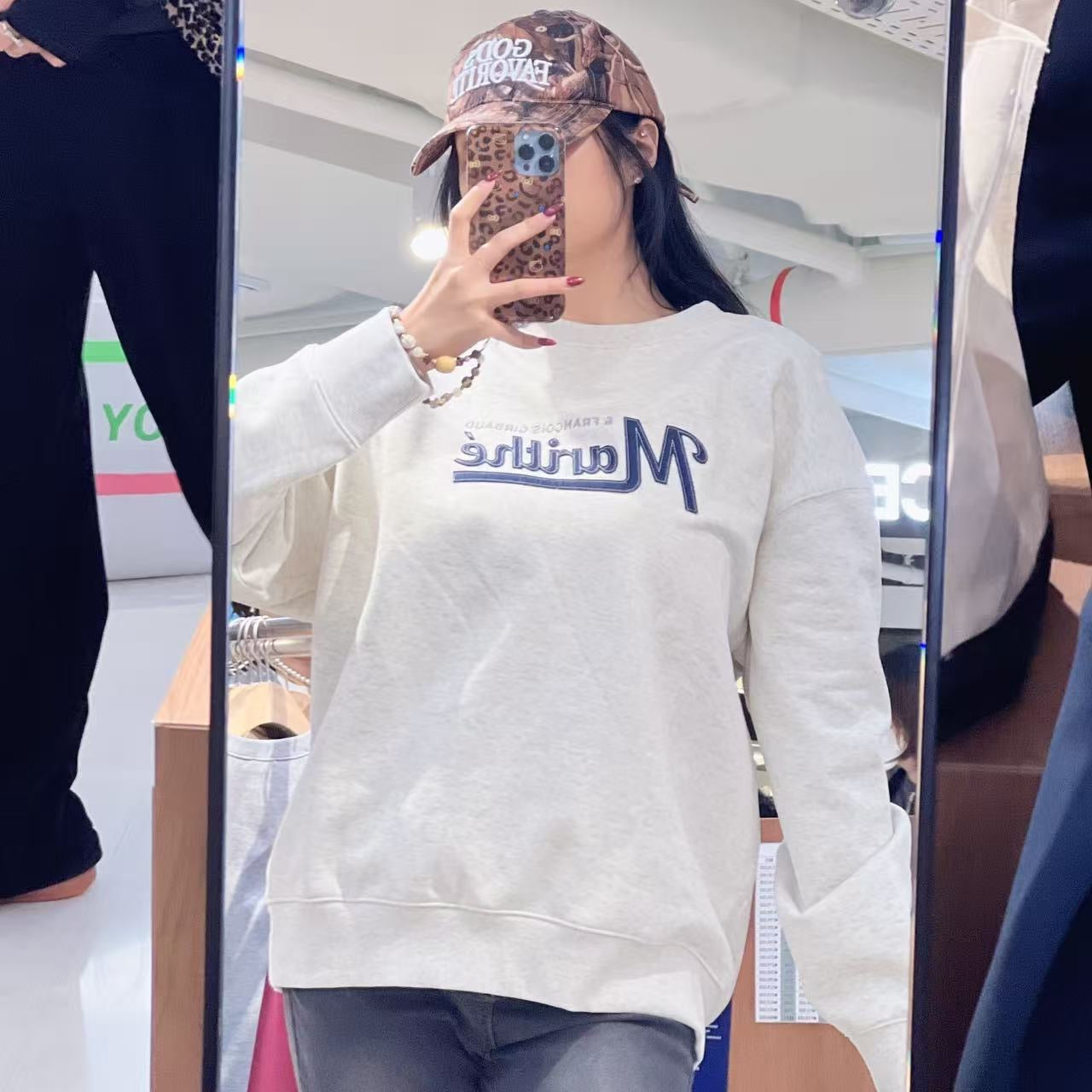 韓國 Marithe Francois Girbaud Applique Logo Oversized Sweatshirt (Brushed) 【MF772】