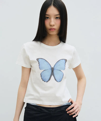 韓國 Nick Nicole Butterfly Soft Coloring Crop Top【KR006】