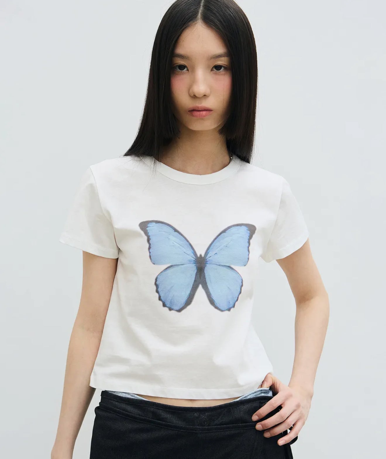 韓國 Nick Nicole Butterfly Soft Coloring Crop Top【KR006】