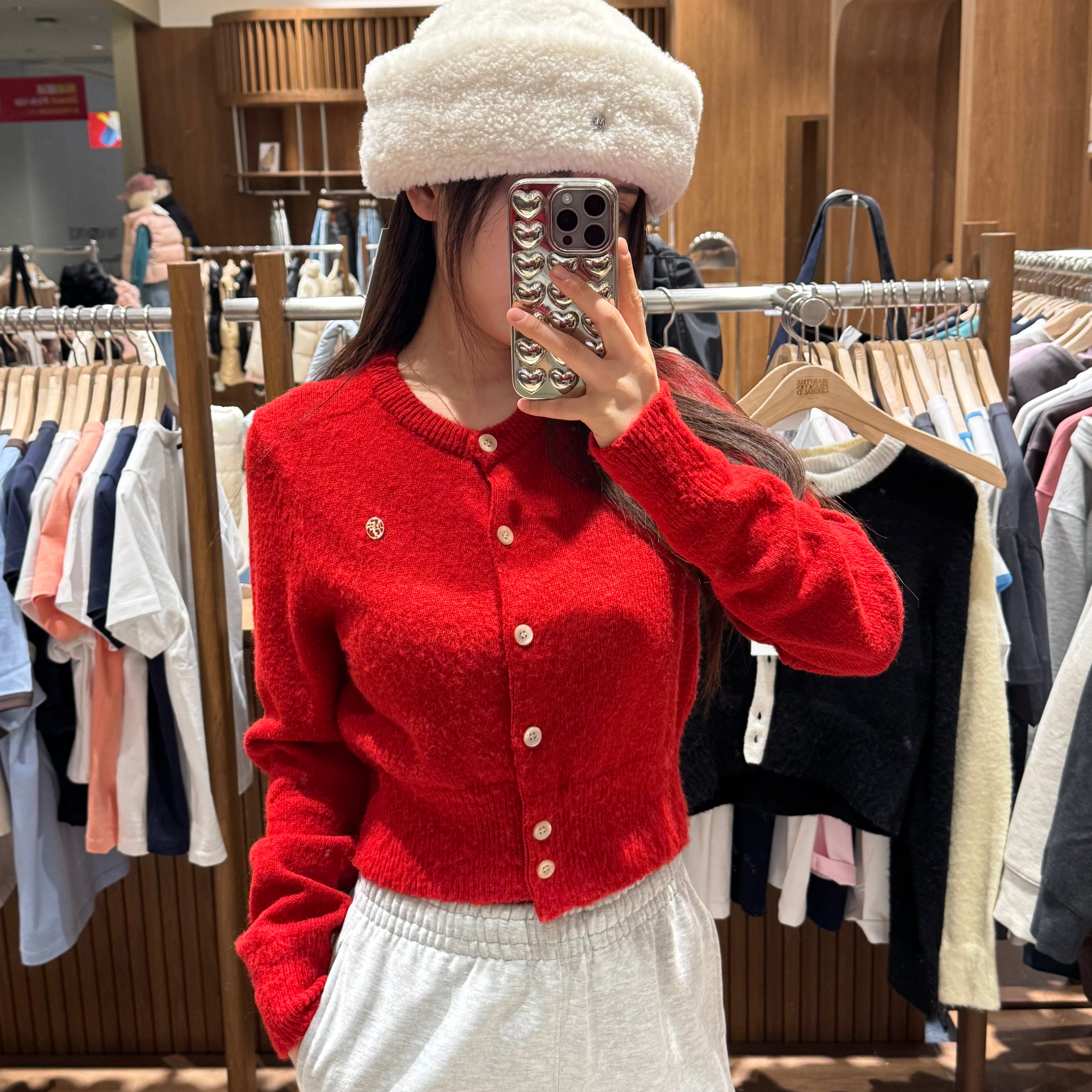 韓國 Marithe Francois Girbaud W CIRCLE LOGO MOHAIR CROP CARDIGAN【MF114】 - STT Mall HK 靚太網購