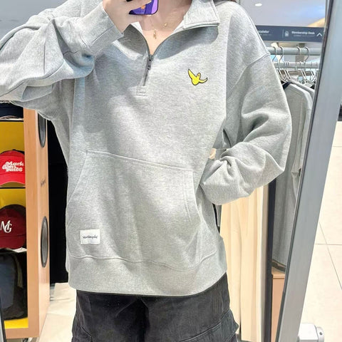 韓國 Mark Gonzales Angel Wappen Half Zip-Up Sweatshirt【MG151】