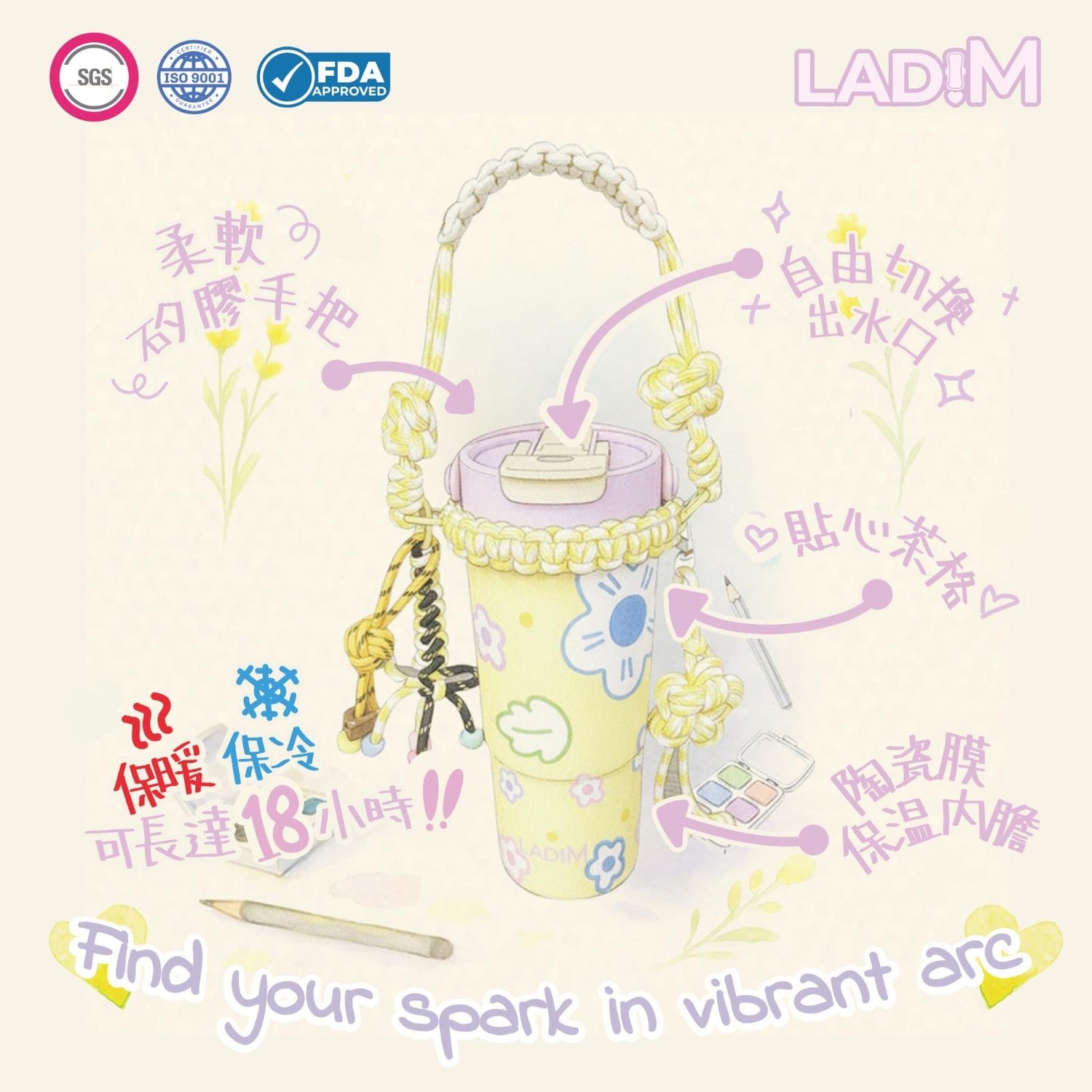 韓國 LadiM 陶瓷膜保暖/保冷杯 22oz / 650ml【SE305】