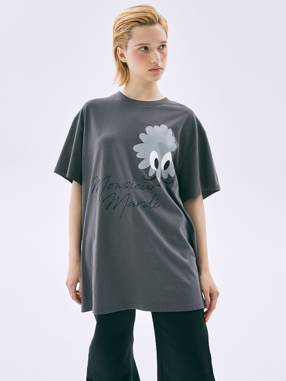 韓國 Mardi Mercredi Unisex Tshirt Monsieur With Logo【MM204】