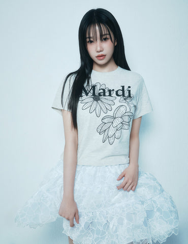 韓國 Mardi Mercredi SLIM TSHIRT TRIPLE FLOWER【MM140】