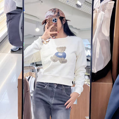 韓國 Marithe Francois Girbaud W Doodle Bear Crop Sweatshirt【MF656】