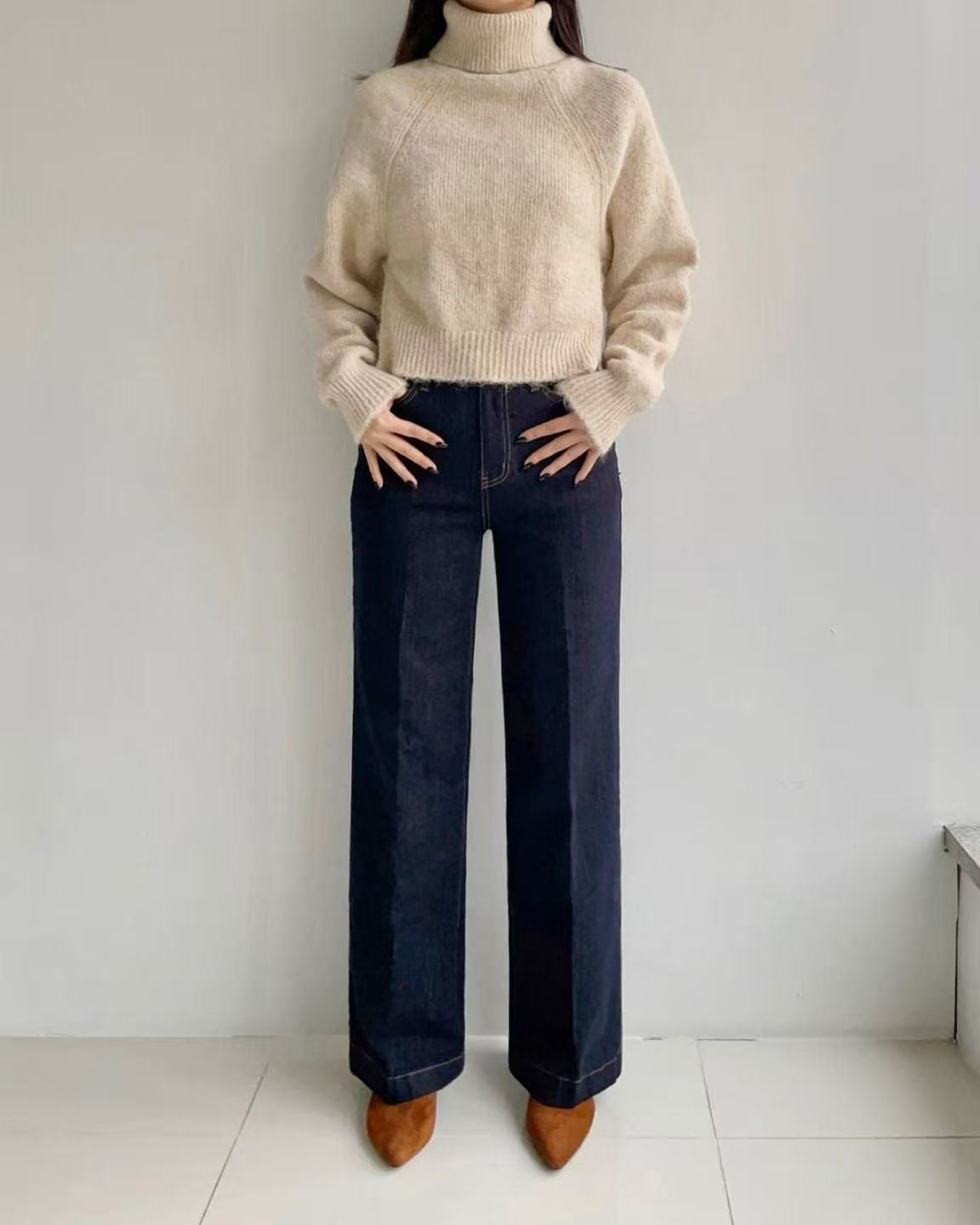 韓國 HowLuk 牛仔褲 刷薄毛  (冬季款)【H2520_1】