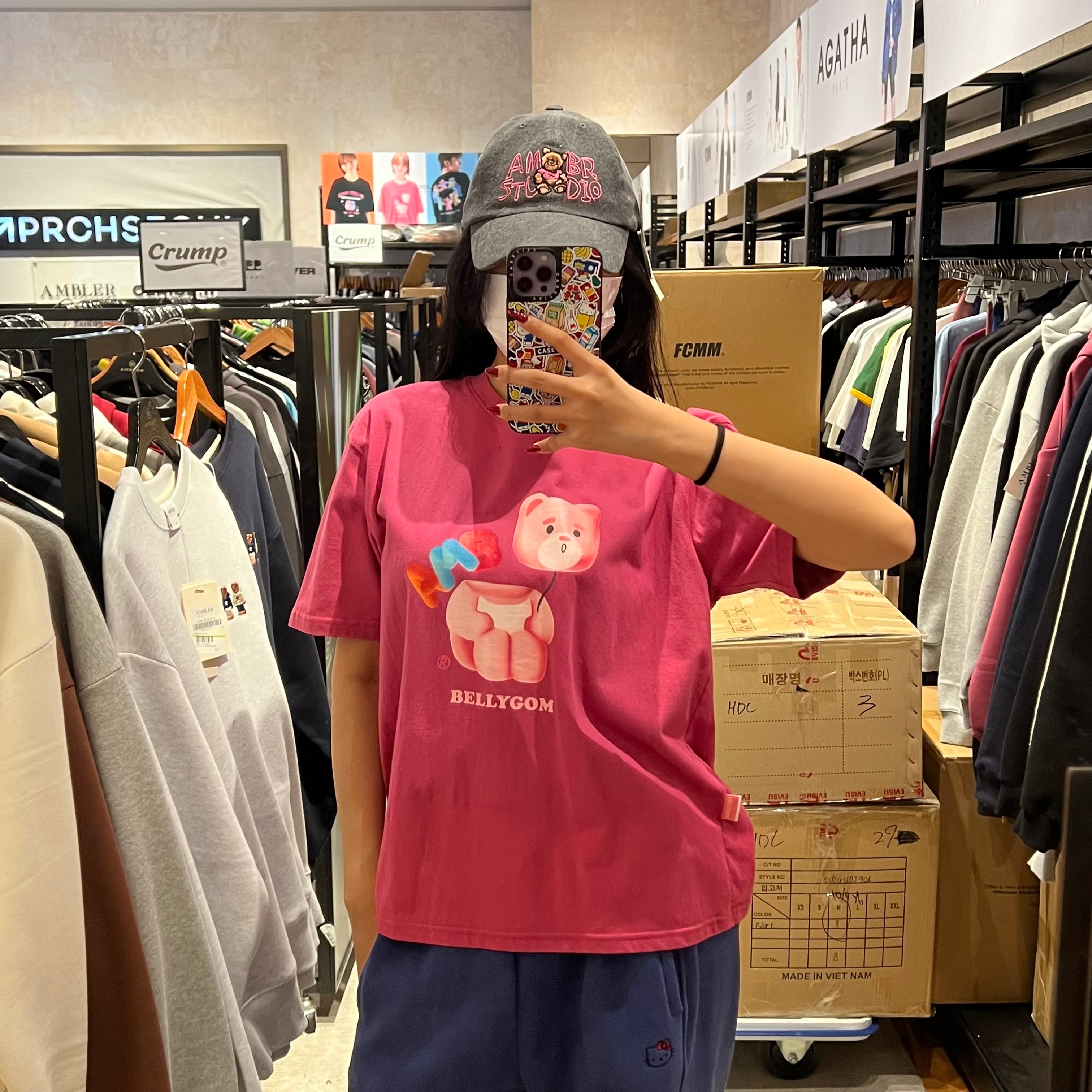 韓國 Ambler x Belly Bear Unisex Belly ballon Overfit Short Sleeve T-shirt【AR014】 - STT Mall HK 靚太網購