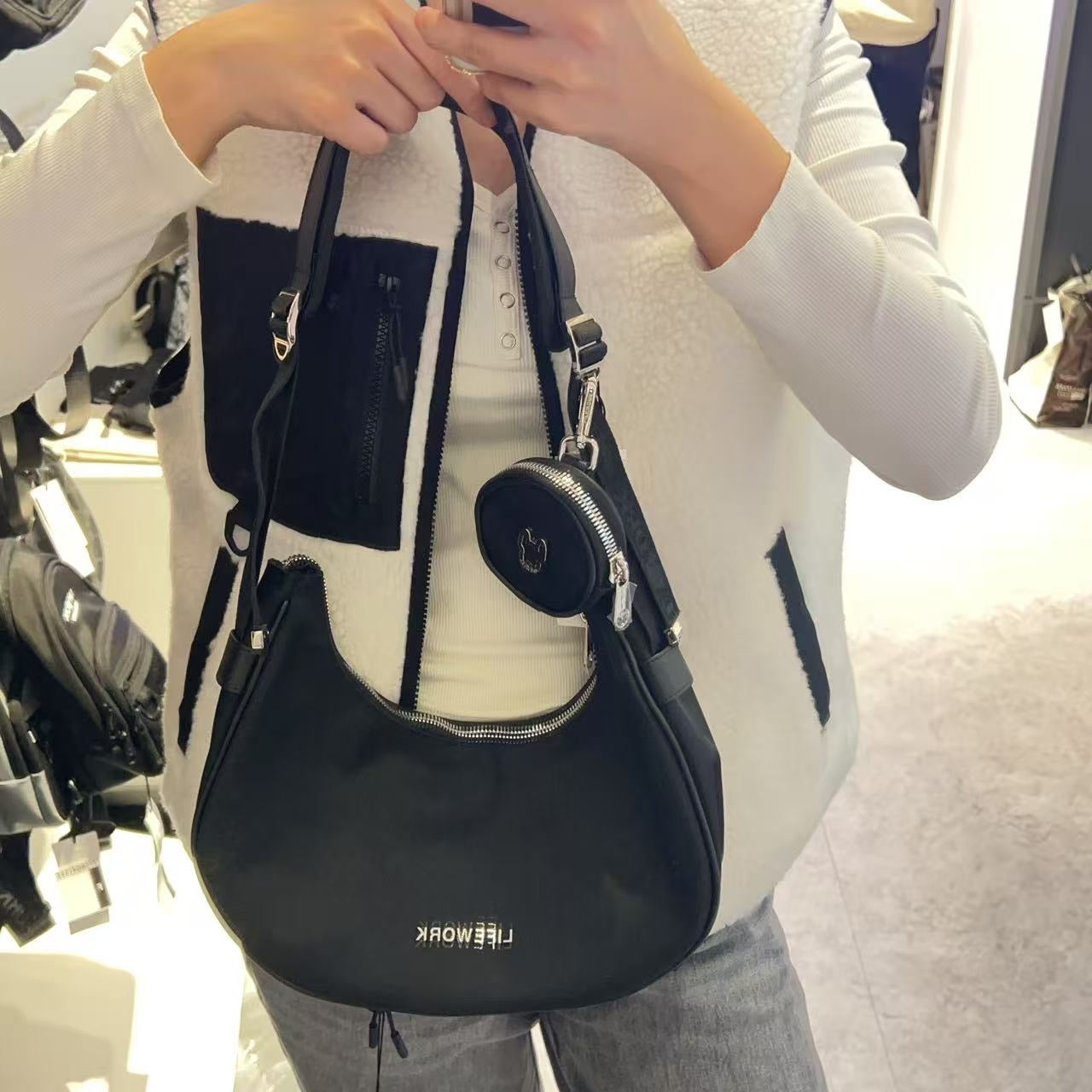 韓國 LifeWork Women's Essential Radogram Leather Hobo Bag【LW049】