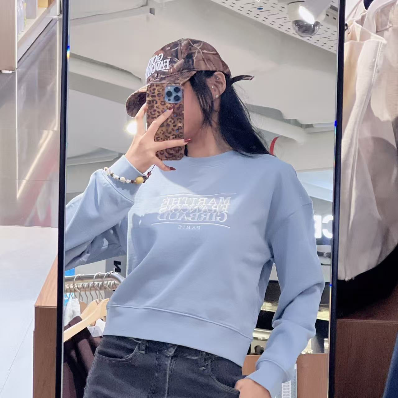 韓國 Marithe Francois Girbaud W Classic Logo Crop Sweatshirt【MF654】