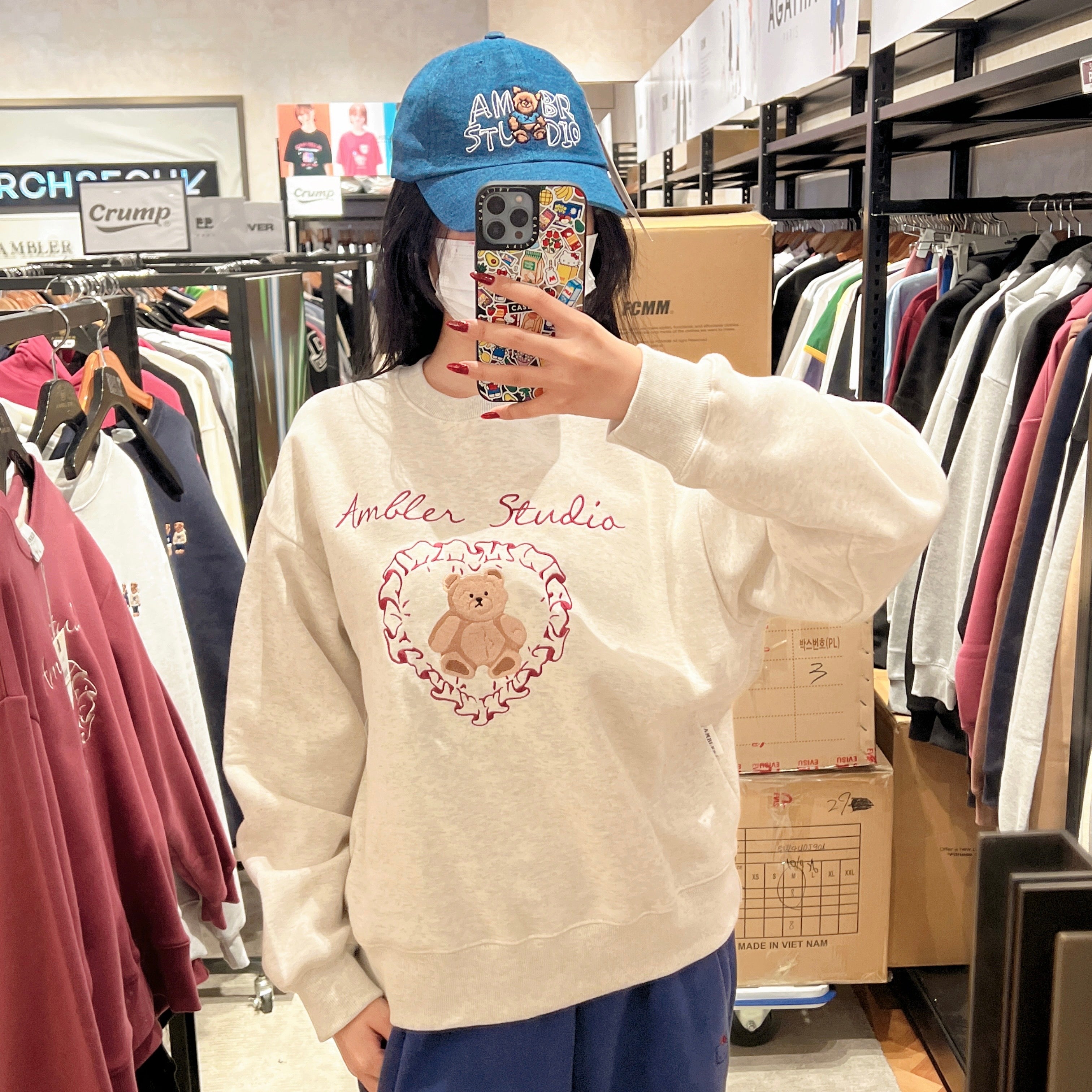 韓國 Ambler Cozy Bear Embroidered Hoodie【AR054】 - STT Mall HK 靚太網購