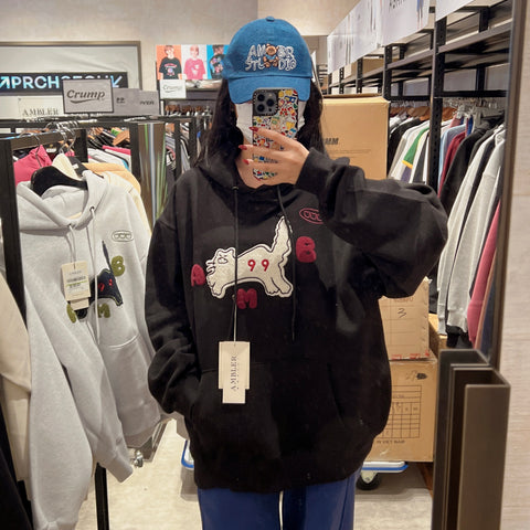 韓國 Ambler Cat Embroidered Hoodie【AR048】 - STT Mall HK 靚太網購