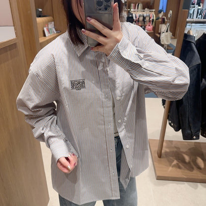 韓國 Marithe Francois Girbaud Over Fit Uni Stripe Shirt 【MF292】