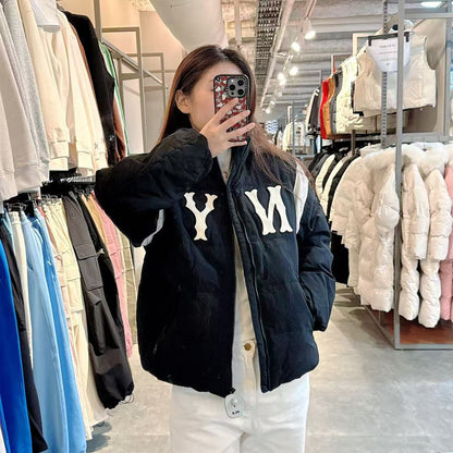 韓國 MLB Varsity Front Panel Curlsive Rib Heavyweight Short Padding NY【MB011】