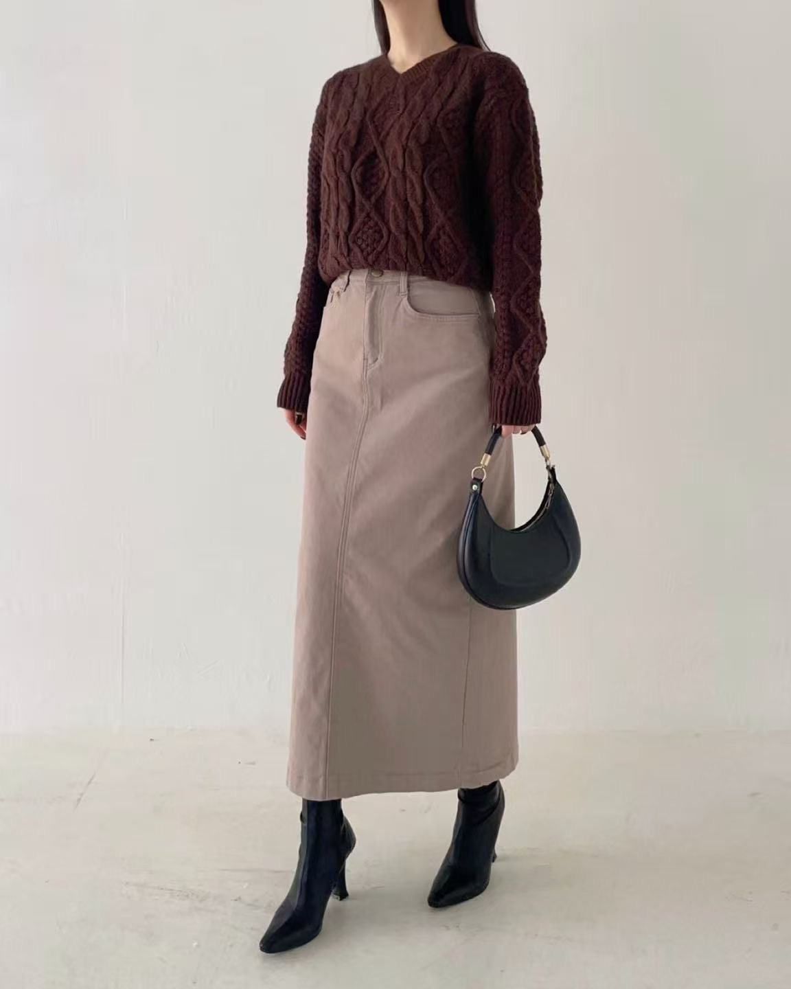 韓國 HowLuk 牛仔裙 刷薄毛  (冬季款)【H268】