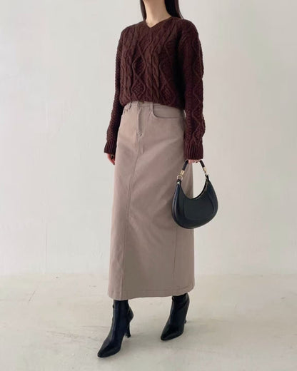 韓國 HowLuk 牛仔裙 刷薄毛  (冬季款)【H268】