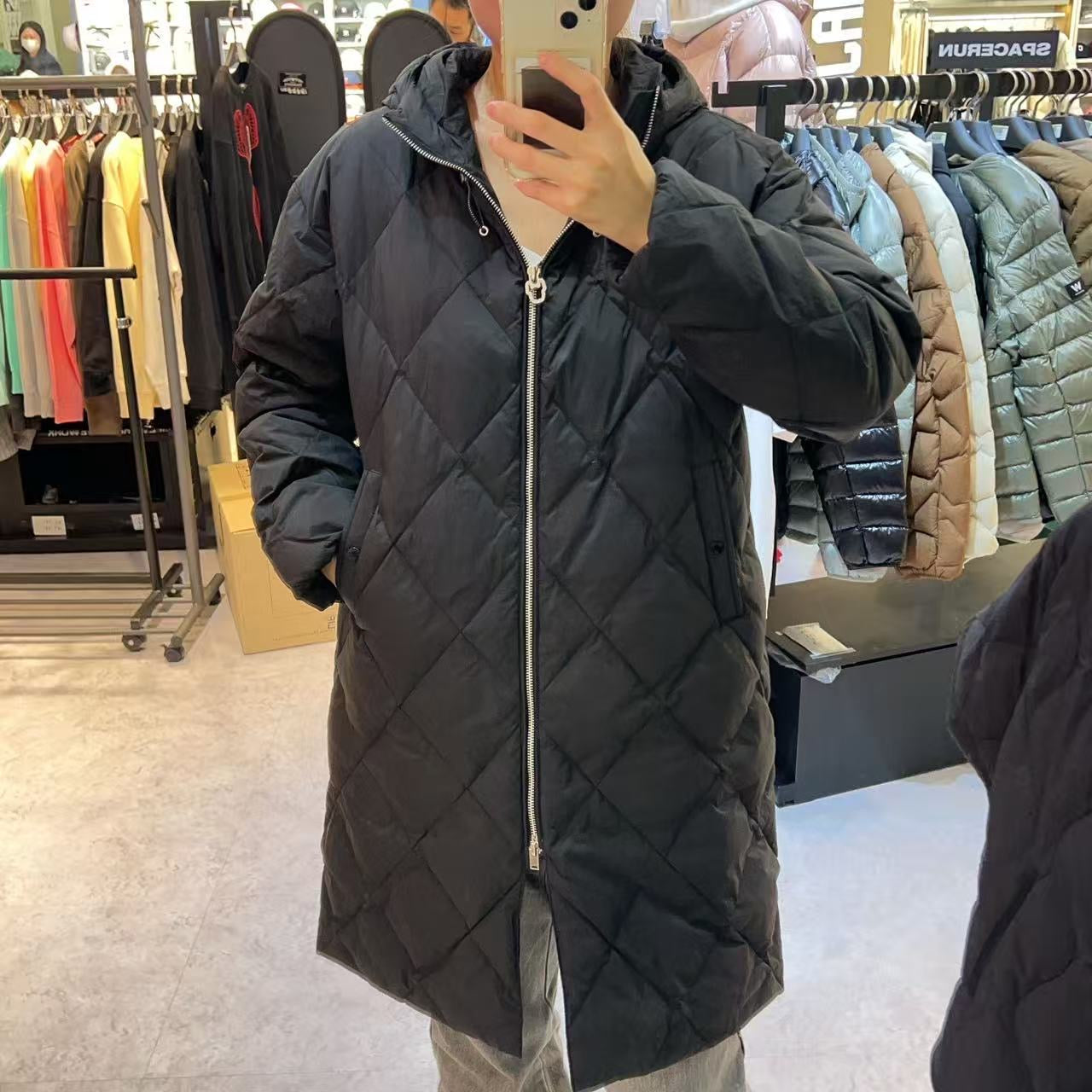 韓國 LifeWork Women's Lite Diamond Quilted Long Hooded Down Jumper (鴨絨)【LW035】