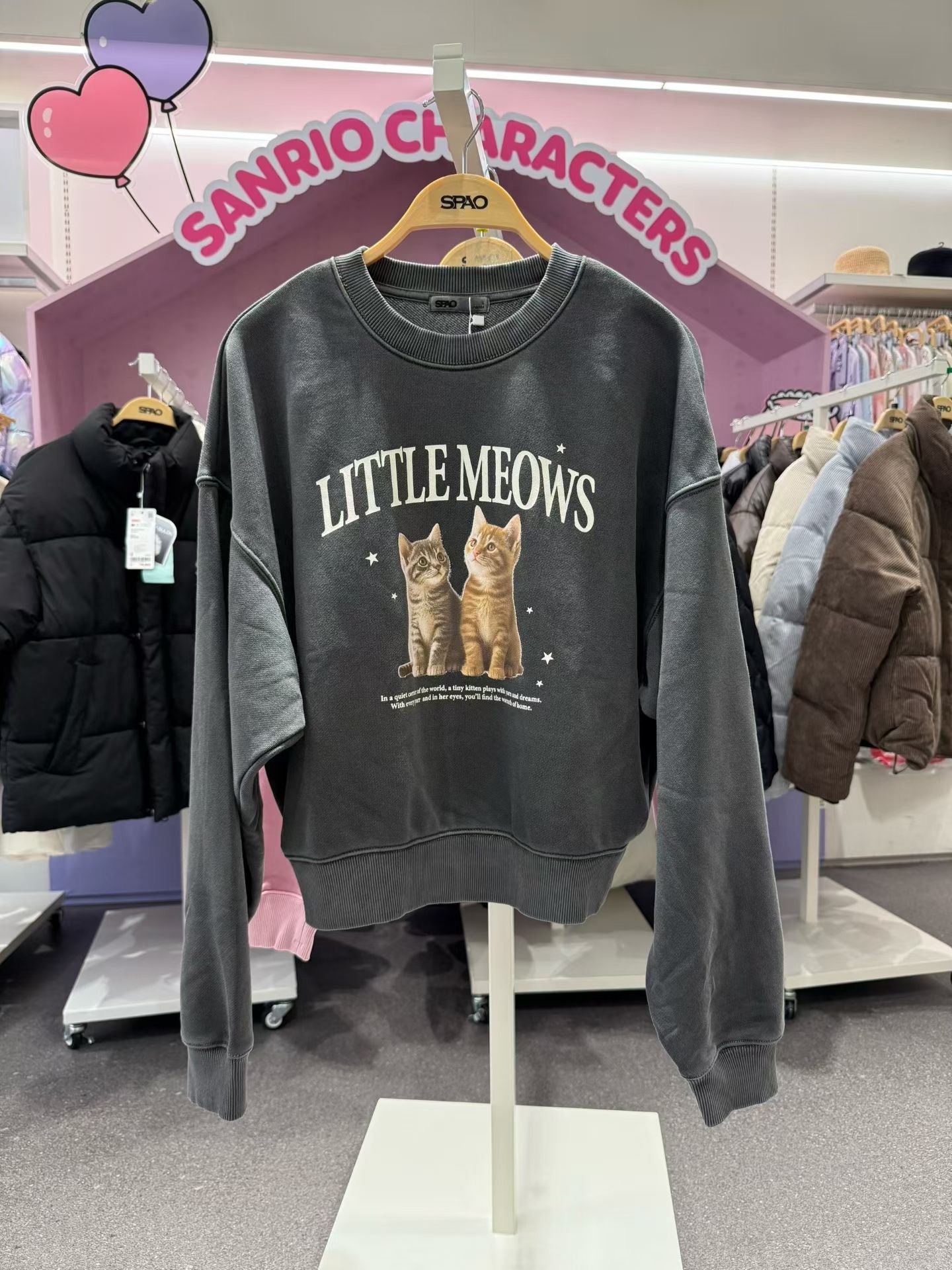 韓國 SPAO CAT Crop Sweatshirt【SP287】