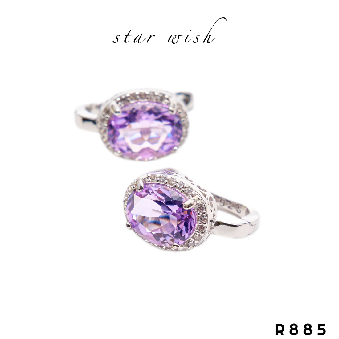 Star Wish S925銀 紫水晶耳扣 R885【SS491】