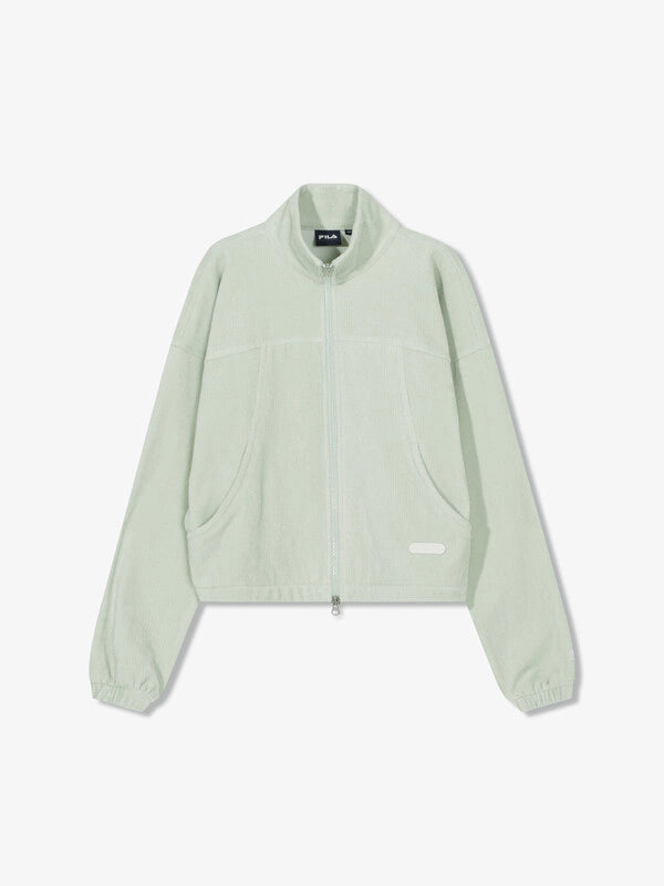 韓國 Fila Velour Corduroy Stand Neck Zip-Up Top【SC036】