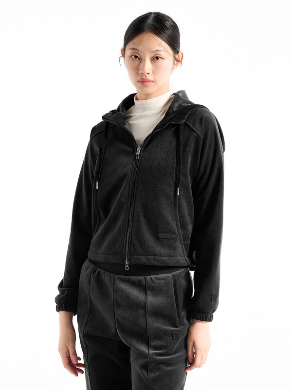 韓國 Fila Velour Corduroy Fleece Hooded Zip-Up【SC038】