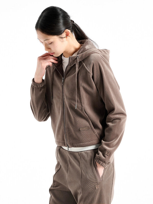 韓國 Fila Velour Corduroy Fleece Hooded Zip-Up【SC038】