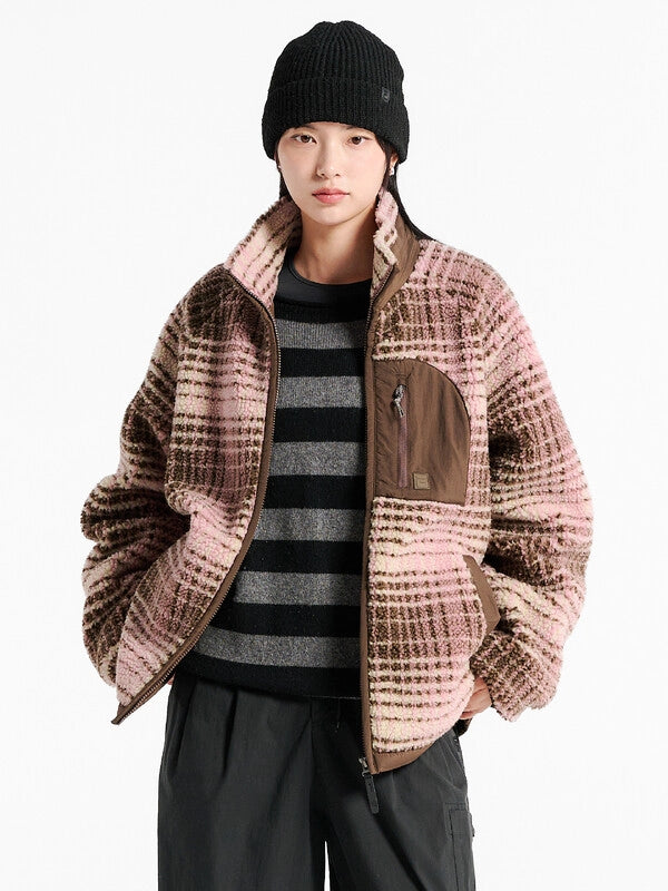 韓國 Fila Check Pattern Fleece Jacket【SC029】
