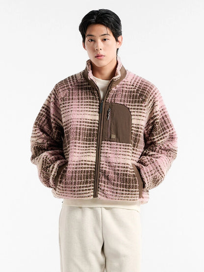 韓國 Fila Check Pattern Fleece Jacket【SC029】