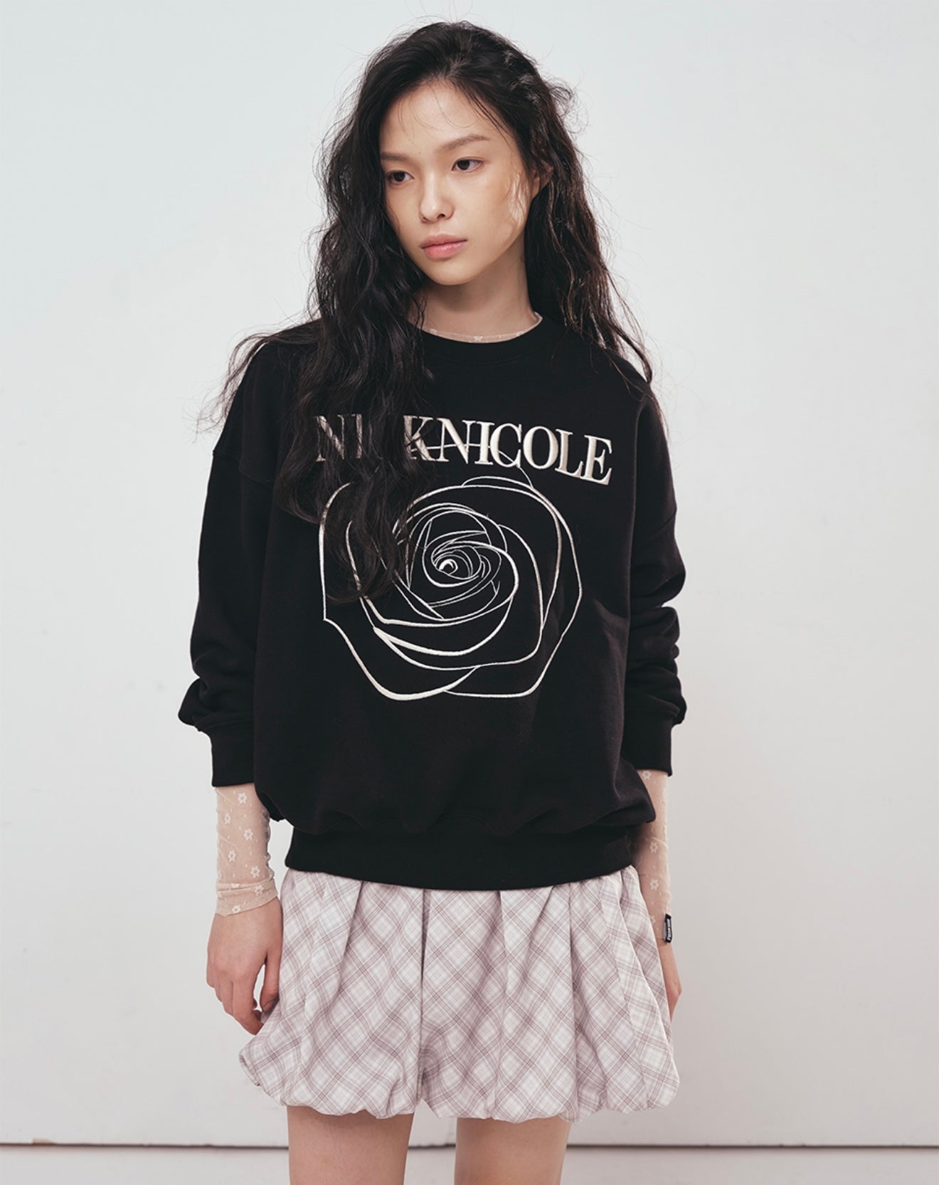 韓國 Nick Nicole Volume Nicloe Rose Sweatshirt【NK008】